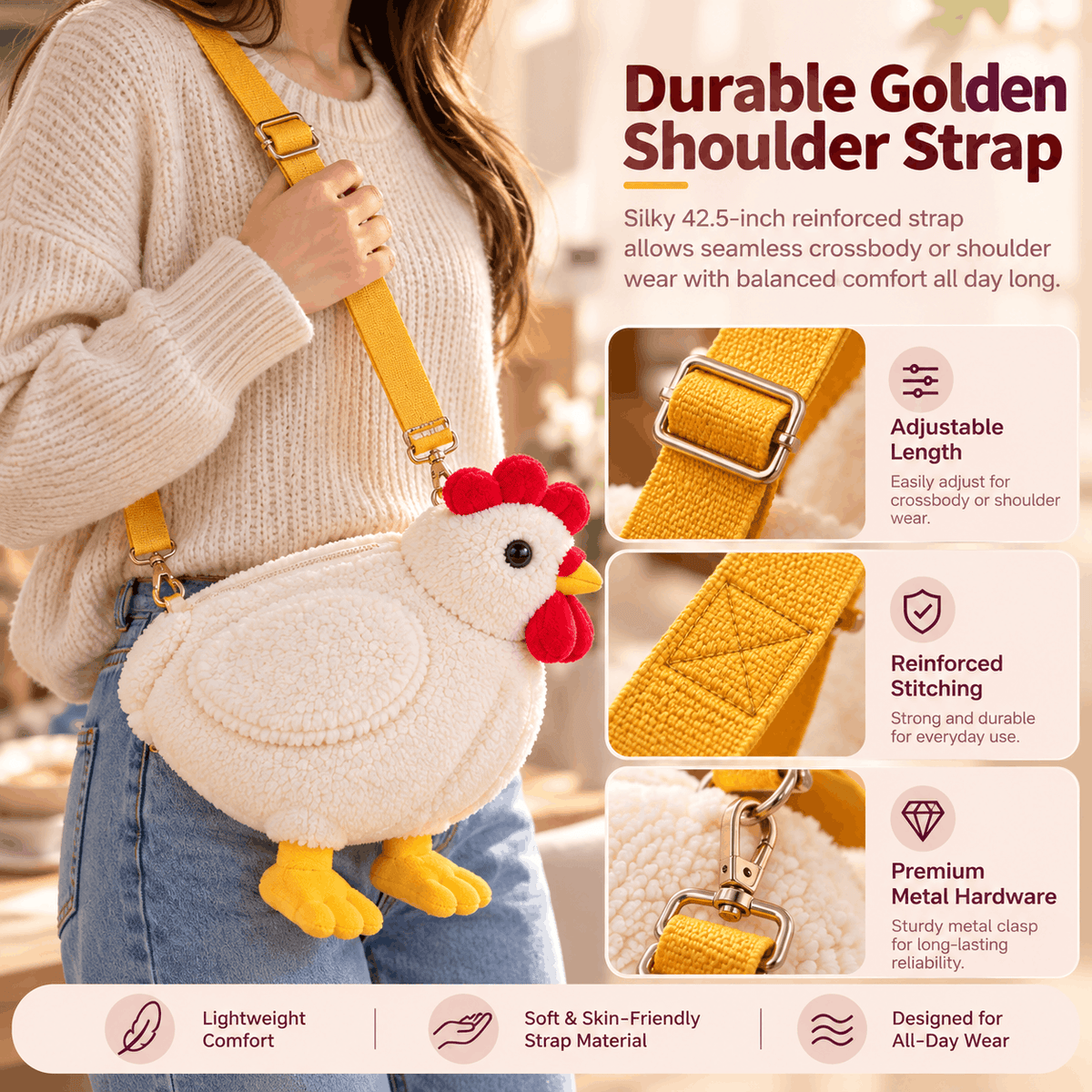 Durable Golden Shoulder Strap
