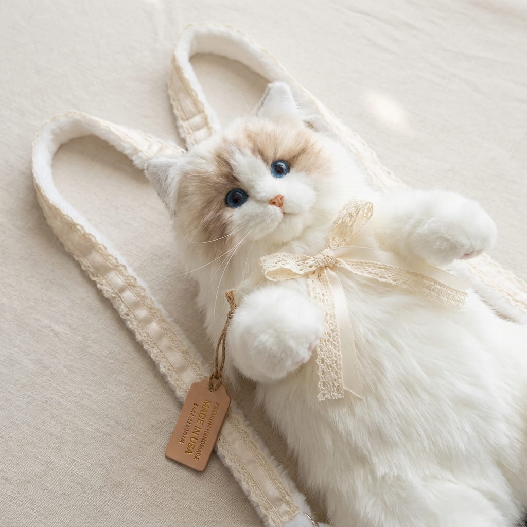 Ragdoll Cat Plush Backpack — Cute Realistic Kitty Bag