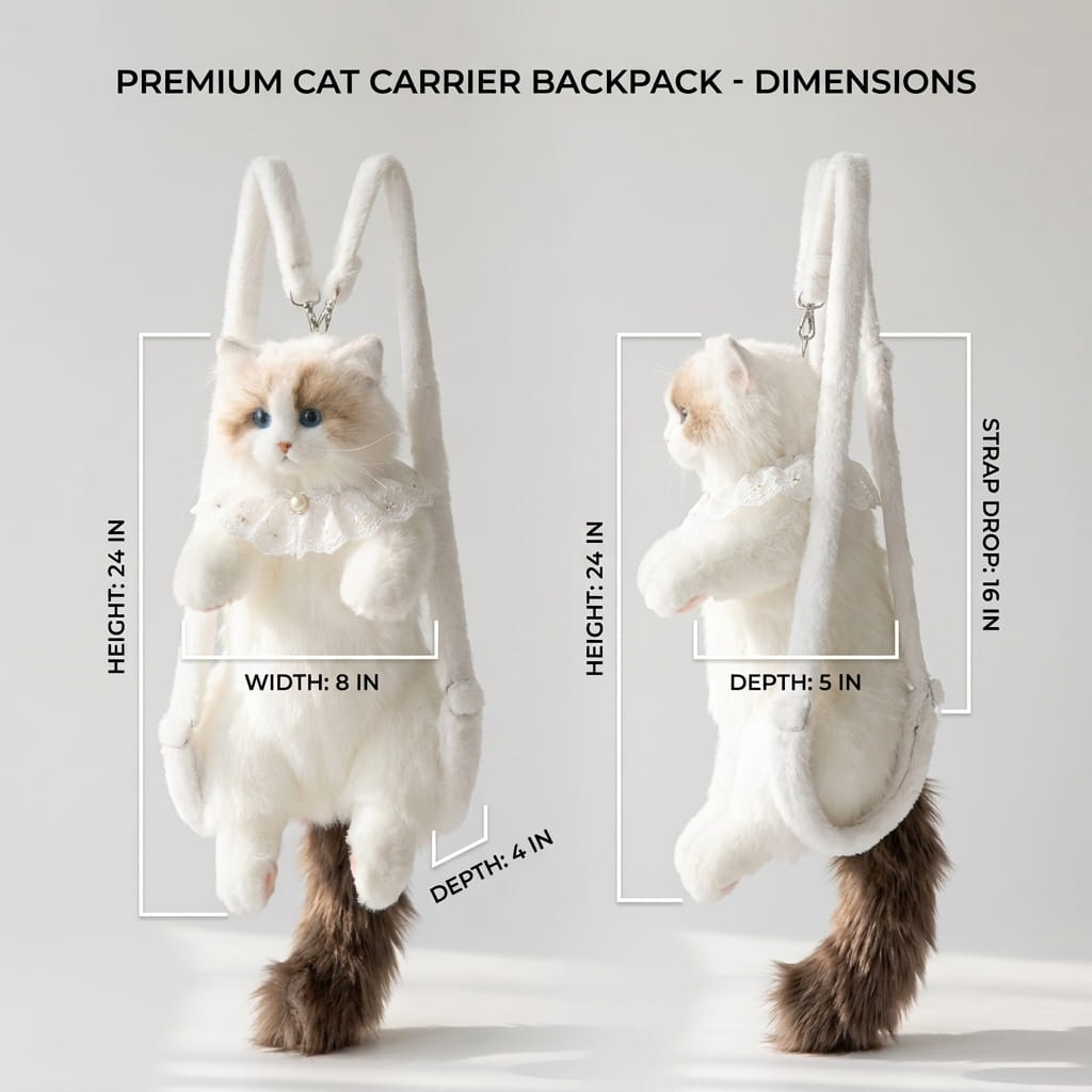 Ragdoll Cat Plush Backpack — Cute Realistic Kitty Bag