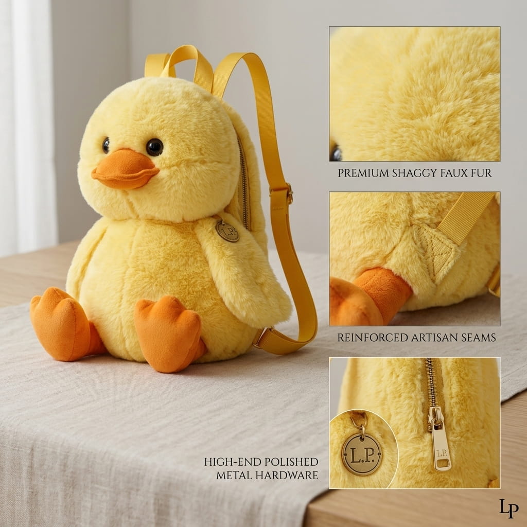 Baby Duckling Plush Backpack — Ultra-Fluffy Chonky Duck Bag