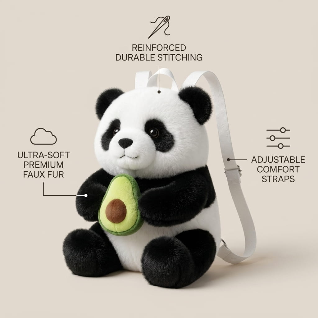 Panda Plush Bag — Cute Fluffy Panda Purse