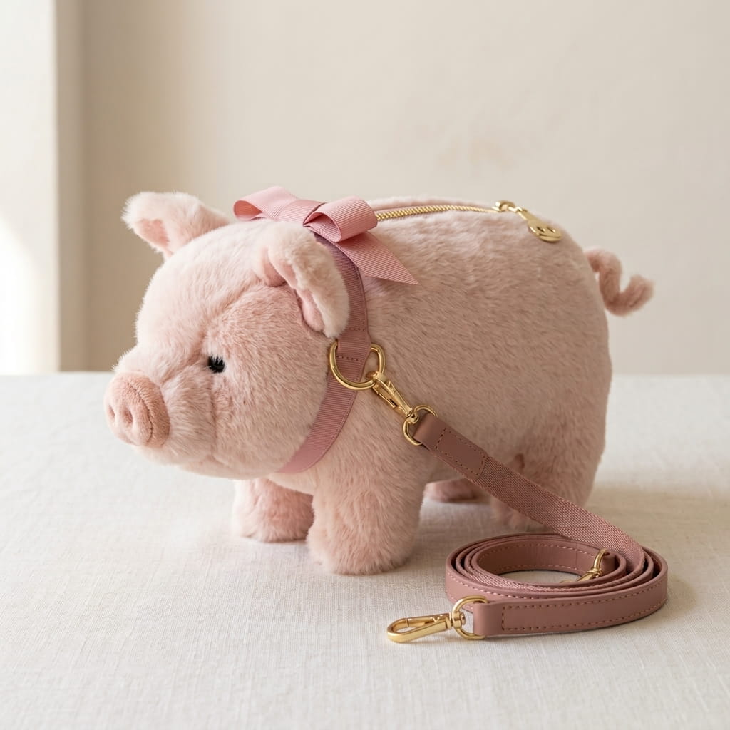 Baby Piglet Plush Bag — Cute Fluffy Piggy Purse