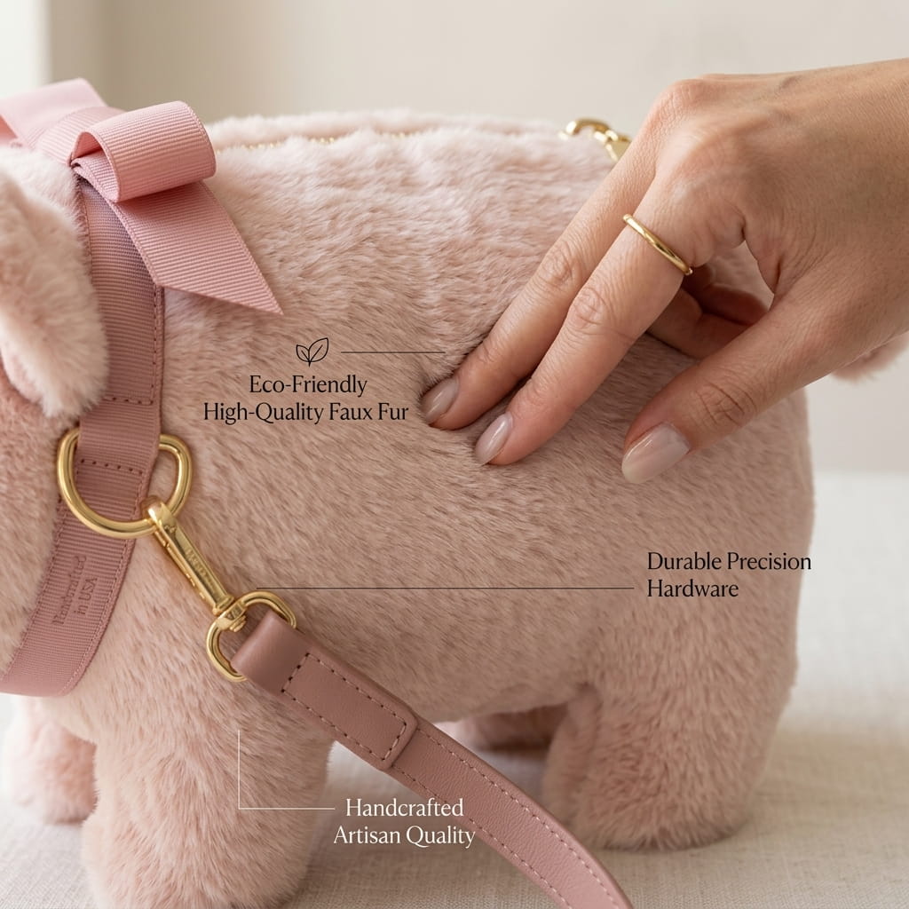 Baby Piglet Plush Bag — Cute Fluffy Piggy Purse