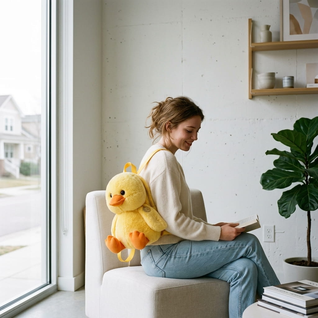 Baby Duckling Plush Backpack — Ultra-Fluffy Chonky Duck Bag