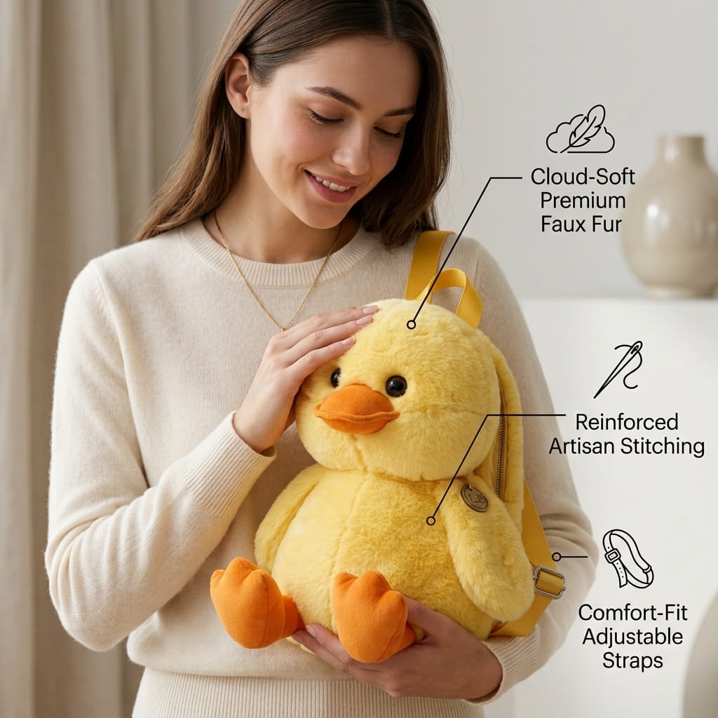 Baby Duckling Plush Backpack — Ultra-Fluffy Chonky Duck Bag