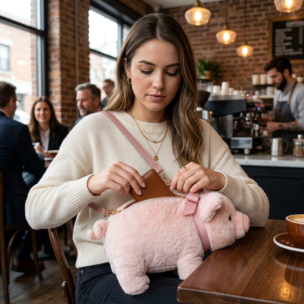 Baby Piglet Plush Bag — Cute Fluffy Piggy Purse