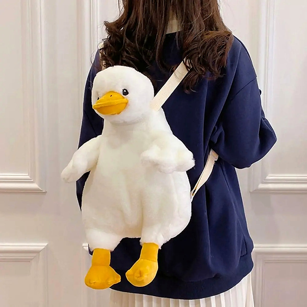Duck Plush Backpack — Cute Fluffy Goose Bag