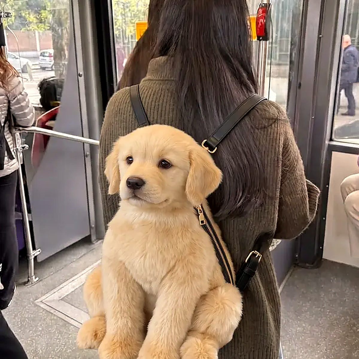 PupPal Realistic Golden Retriever Dog Backpack - Harness Straps View