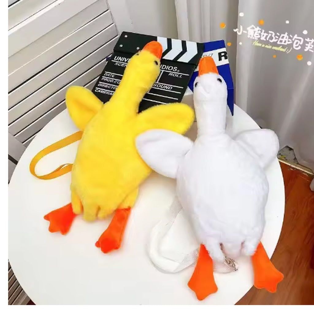 Long-Neck Duck & Goose Plush Backpacks — Sunny Yellow and Snowy White