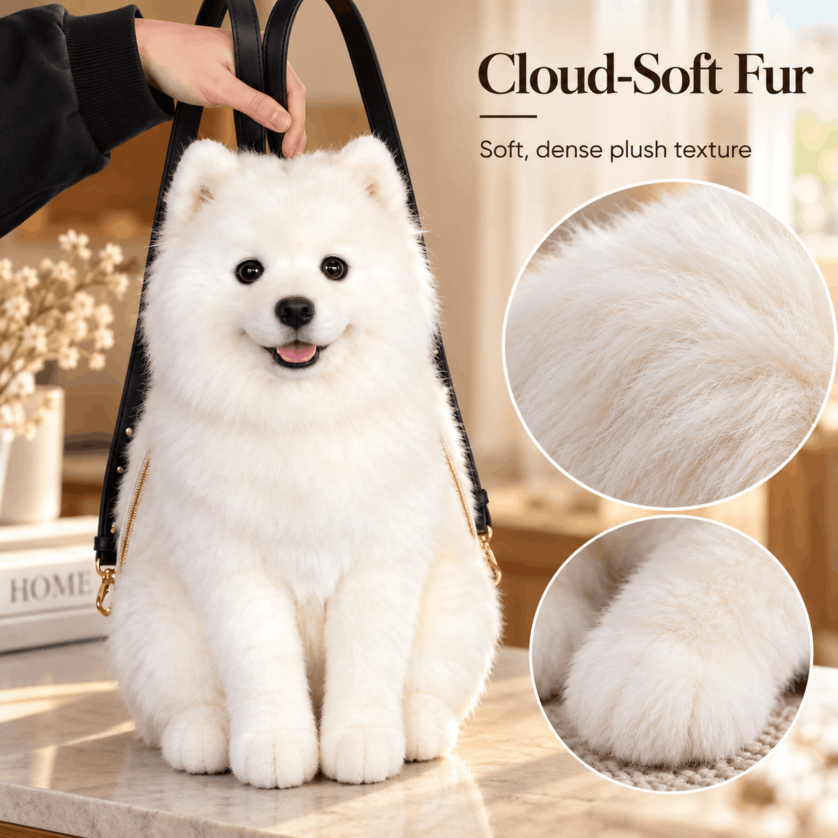 Cloud-Soft Fur in White & Honey Gold