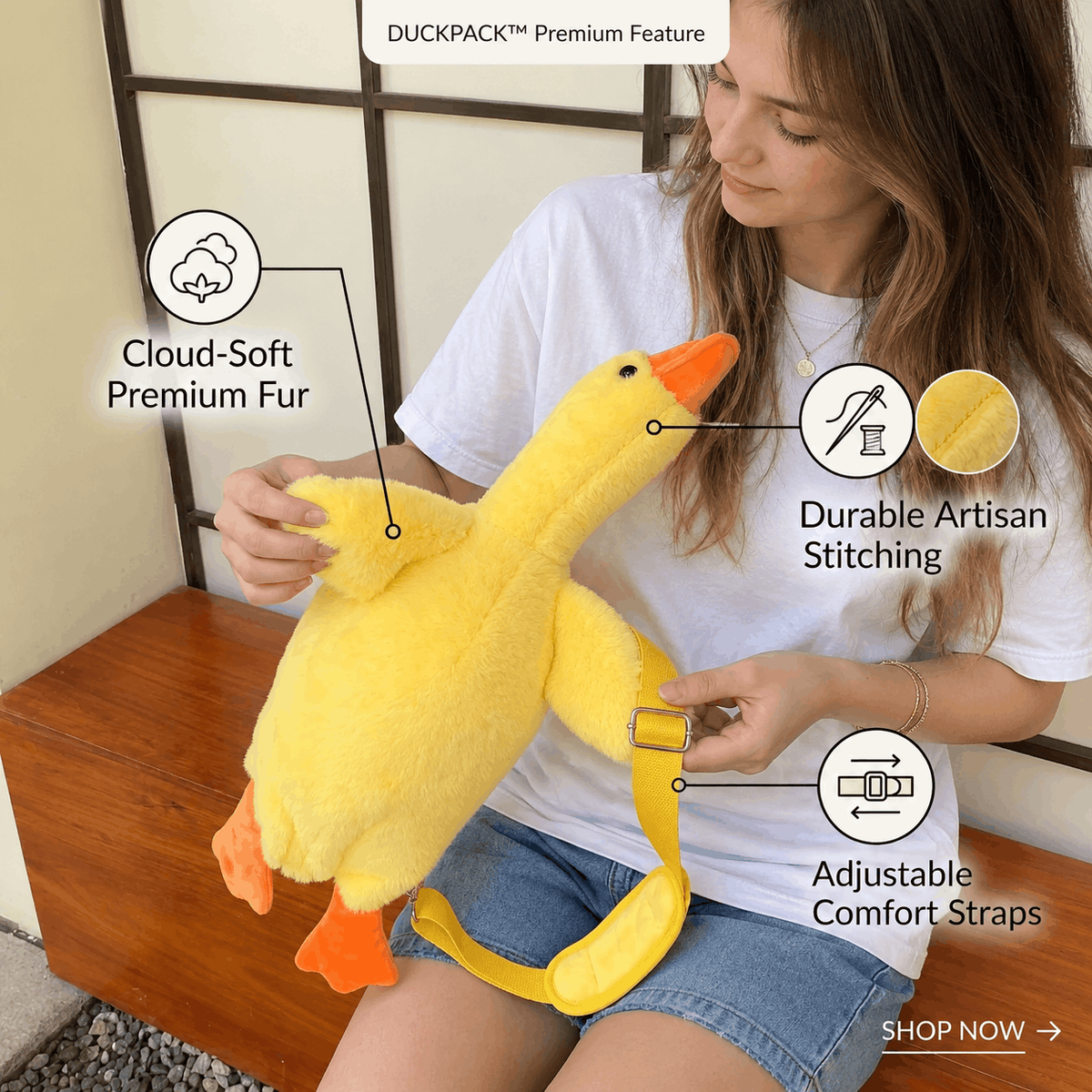 Long-Neck Duck & Goose Plush Backpack — Silly Cuddle Companion