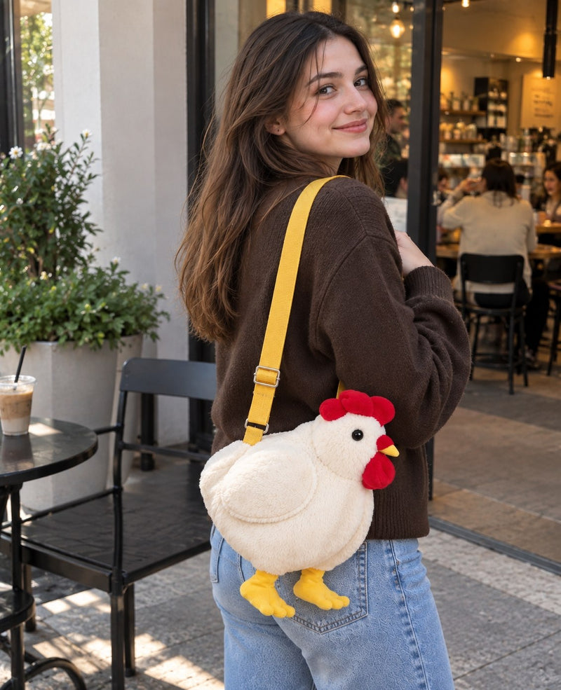 Chicken Plush Bag — Cute Fluffy Hen Purse